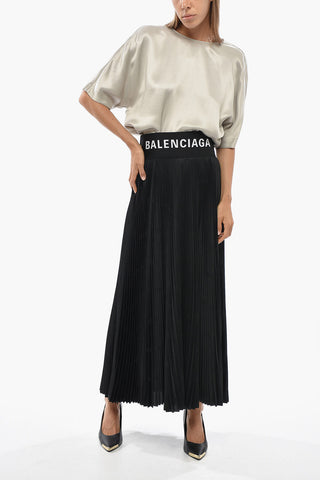 Plissé Midi Circle Skirt with All-Over Logo