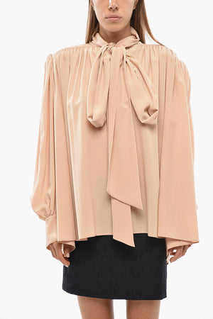 Seidenbluse mit Schleife am Kragen