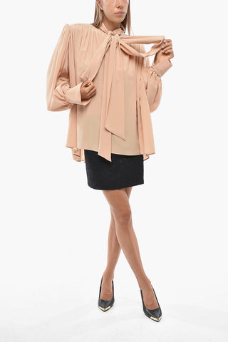 Silk Blouse with Neck Bow