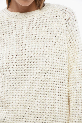 Cotton Openwork Crewneck