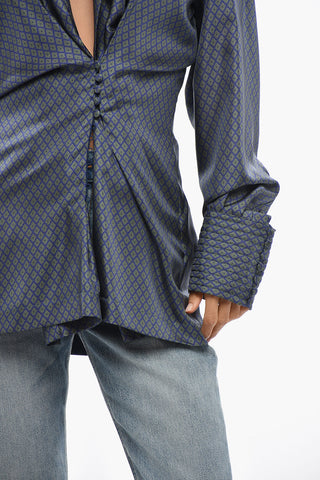 Silk Wrap Blouse with Deep V-Neck