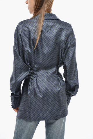 Silk Wrap Blouse with Deep V-Neck