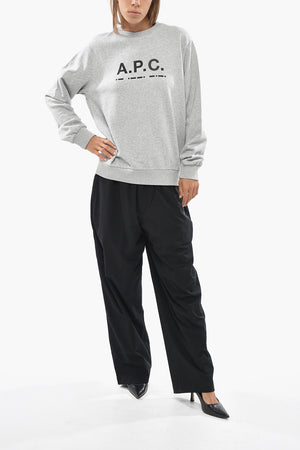 Cotton Crewneck Sweatshirt with Contrasting Logo