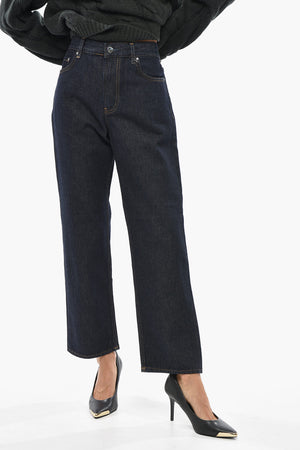 Jeans mit geradem Bein und niedriger Taille aus Bio-Baumwolle 20 cm