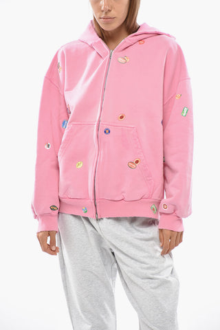 Brushed Cotton Hoodie FRUITY with Zip Closure