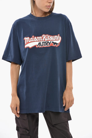 MAISON KITSUNE' Crewneck Cotton T-Shirt With Embossed Logo