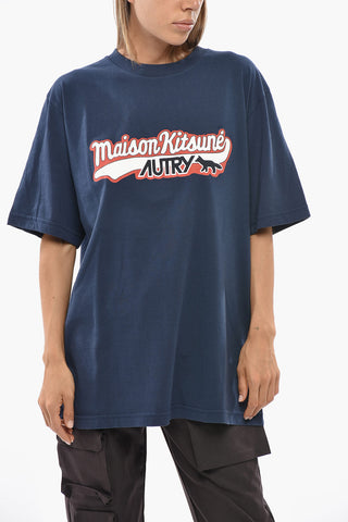 MAISON KITSUNE' Crewneck Cotton T-Shirt With Embossed Logo
