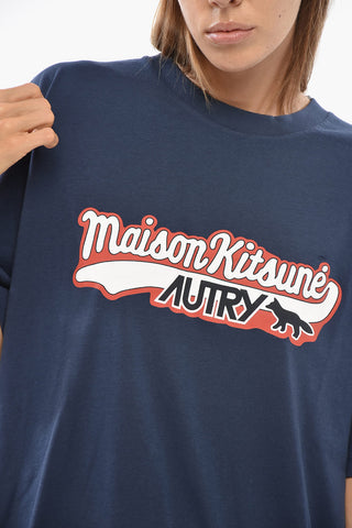 MAISON KITSUNE' Crewneck Cotton T-Shirt With Embossed Logo