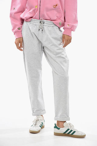 Solid-Color Stretch Cotton Joggers with Decorative Detail