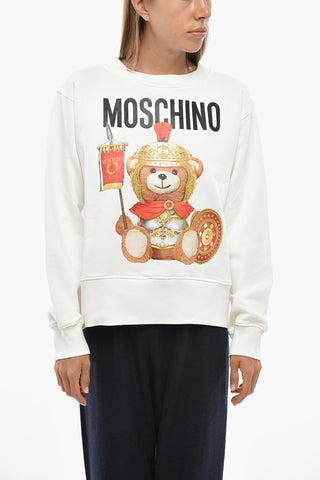 COUTURE! Brushed Cotton Crewneck Sweatshirt With Teddy Gladiator Print
