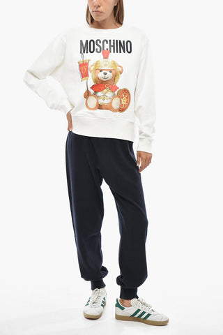COUTURE! Brushed Cotton Crewneck Sweatshirt With Teddy Gladiator Print