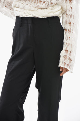 High-Waisted Straight-Leg Wool-Blend Trousers