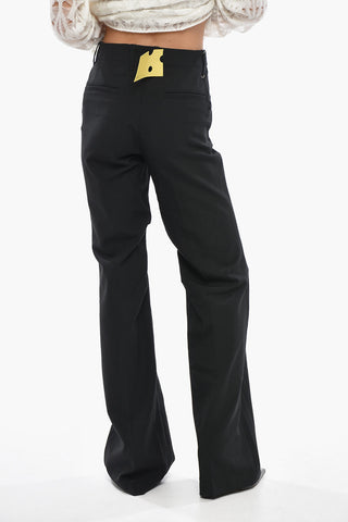 High-Waisted Straight-Leg Wool-Blend Trousers