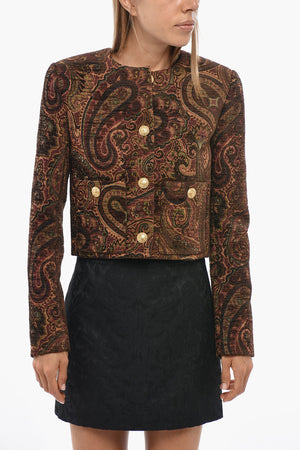 Jacquard Jacket with Gold-Effect Buttons