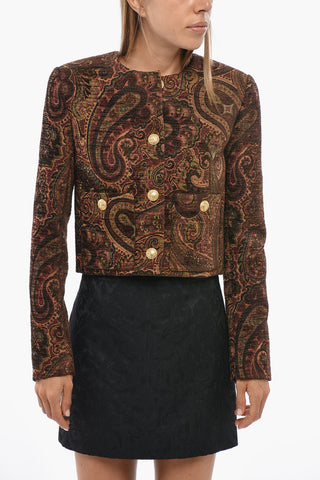 Jacquard Jacket with Gold-Effect Buttons