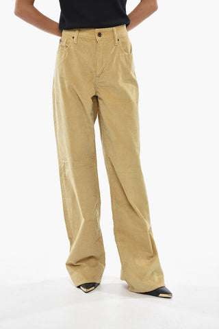 Ribbed Velour Wide-Leg Pants