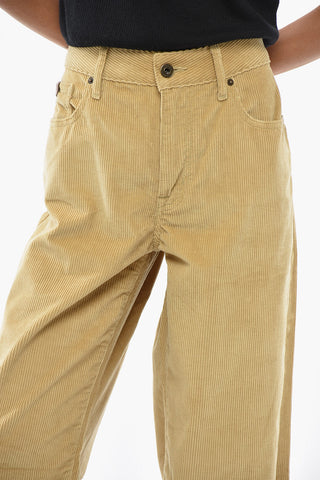 Ribbed Velour Wide-Leg Pants