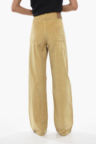 Ribbed Velour Wide-Leg Pants