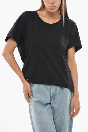 T-Shirt mit Rundhalsausschnitt in doppellagigem Stoff, uni
