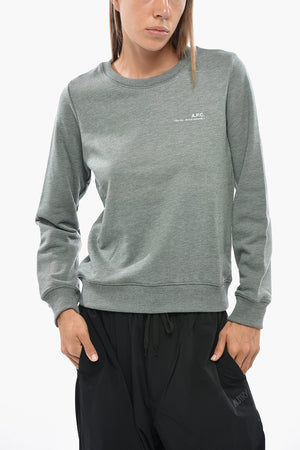 Cotton Crewneck Sweatshirt with Contrasting Side Logo