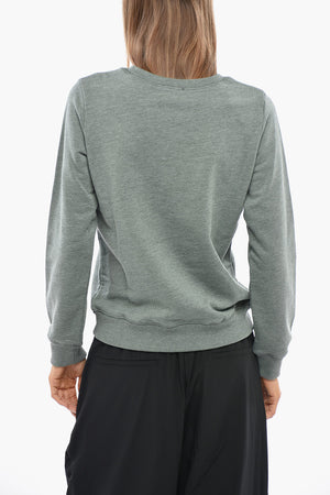 Cotton Crewneck Sweatshirt with Contrasting Side Logo