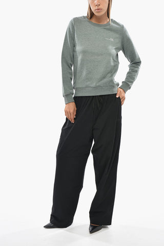 Cotton Crewneck Sweatshirt with Contrasting Side Logo