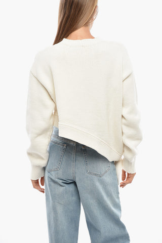 Maglia Girocollo in Misto Cotone con Spacco Laterale