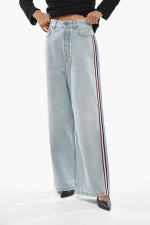 Jeans Baggy Fit con Bande Laterali a Contrasto 28cm