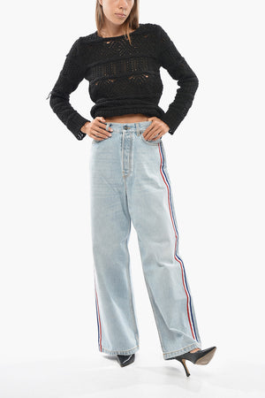 Jeans Baggy Fit con Bande Laterali a Contrasto 28cm