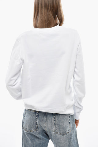 JEANS COUTURE Felpa Girocollo in Cotone con Logo e Strass