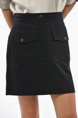 Dark-Wash Denim Miniskirt with Snap Buttons