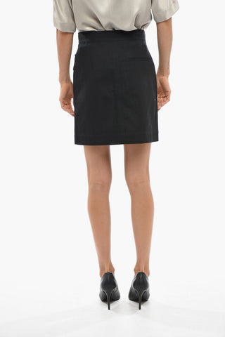 Dark-Wash Denim Miniskirt with Snap Buttons