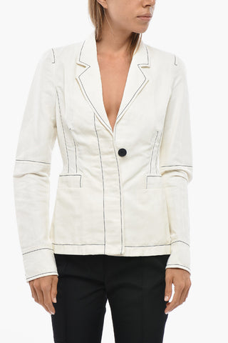 Linen-Blend Blazer KASEY with Visible Seams