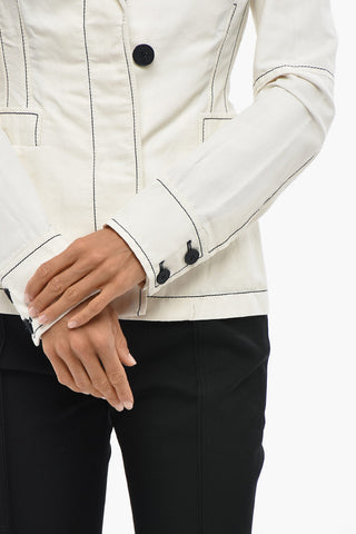 Linen-Blend Blazer KASEY with Visible Seams