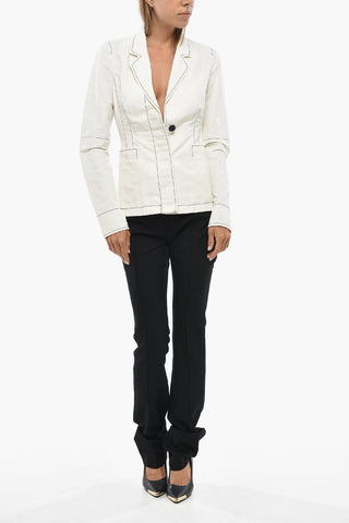 Linen-Blend Blazer KASEY with Visible Seams