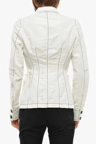 Linen-Blend Blazer KASEY with Visible Seams