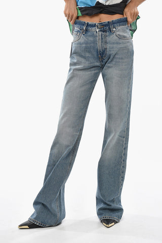 Stonewashed Flare Jeans Mid Rise 24cm