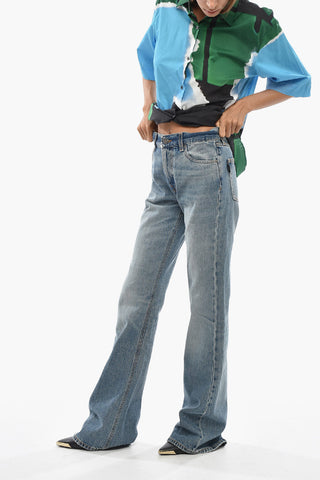 Stonewashed Flare Jeans Mid Rise 24cm