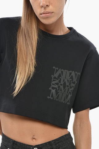 Crewneck Cropped-Fit T-Shirt MESSICO Solid-Color with Tone-on-Tone Monogram