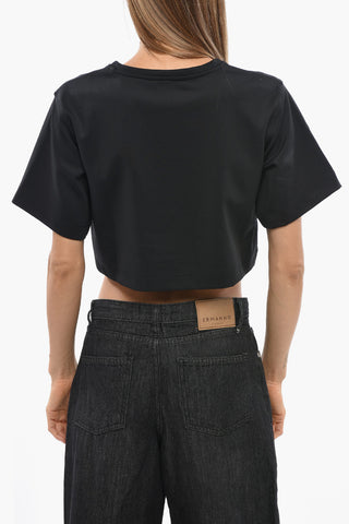 Crewneck Cropped-Fit T-Shirt MESSICO Solid-Color with Tone-on-Tone Monogram