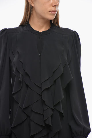 Tiered Dress in Silk Crepe