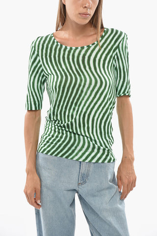 LEN LYE Crewneck Two-Tone Patterned T-shirt