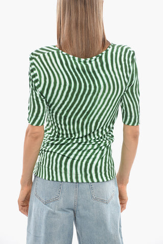 LEN LYE Crewneck Two-Tone Patterned T-shirt