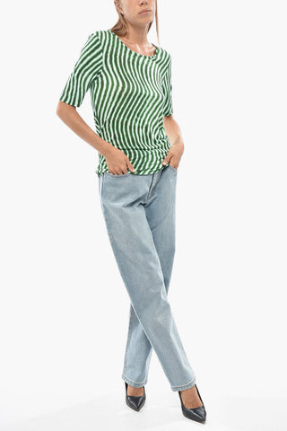 LEN LYE Crewneck Two-Tone Patterned T-shirt