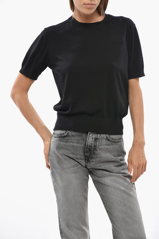 Maglia Girocollo in Lana a Maniche Corte