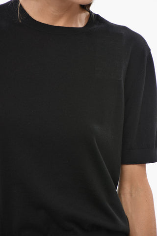 Maglia Girocollo in Lana a Maniche Corte