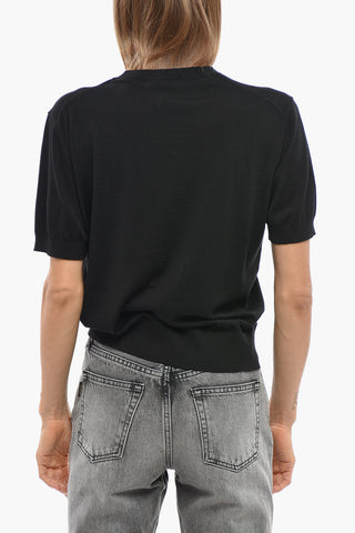 Maglia Girocollo in Lana a Maniche Corte