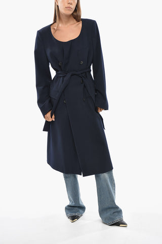 Double-Breasted Wool-Blend Coat with Belt