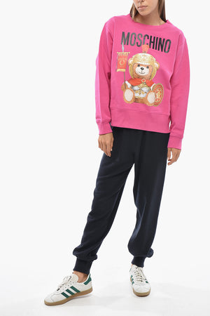 COUTURE! Felpa Girocollo in Cotone Garzato con Stampa Teddy Gladiator
