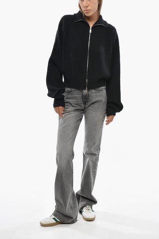 SPORTMAX Wool and Cashmere Ribbed Sweater SVAGO with Zip Closure
